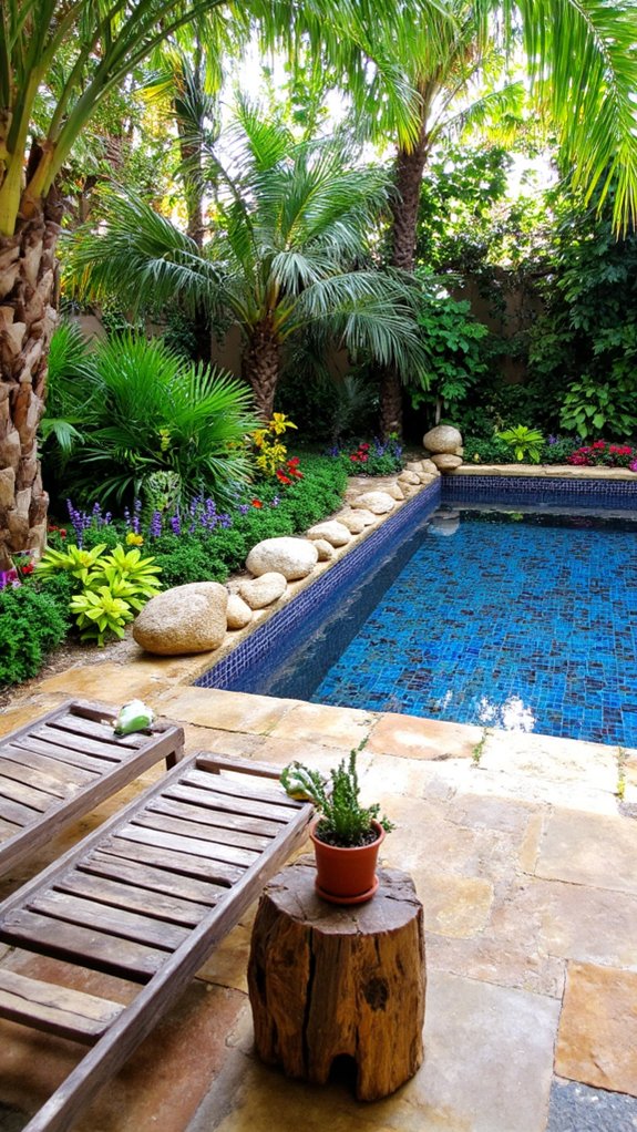 18 Smart Pool Tiling Ideas For A Cohesive Outdoor Space coordinated pool and landscaping