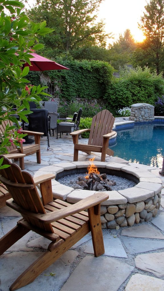 19 Beautiful Backyard Pool Patio Designs That Feel Seamless cozy evenings by fire