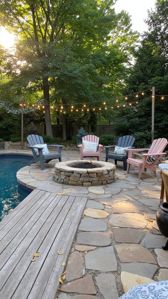 19 Seamless Backyard Patio With Pool Ideas For Flow cozy fire pit gatherings