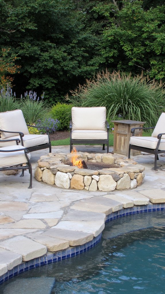 21 Unique Pool Landscaping Backyard Ideas With Natural Flow cozy fire pit gatherings