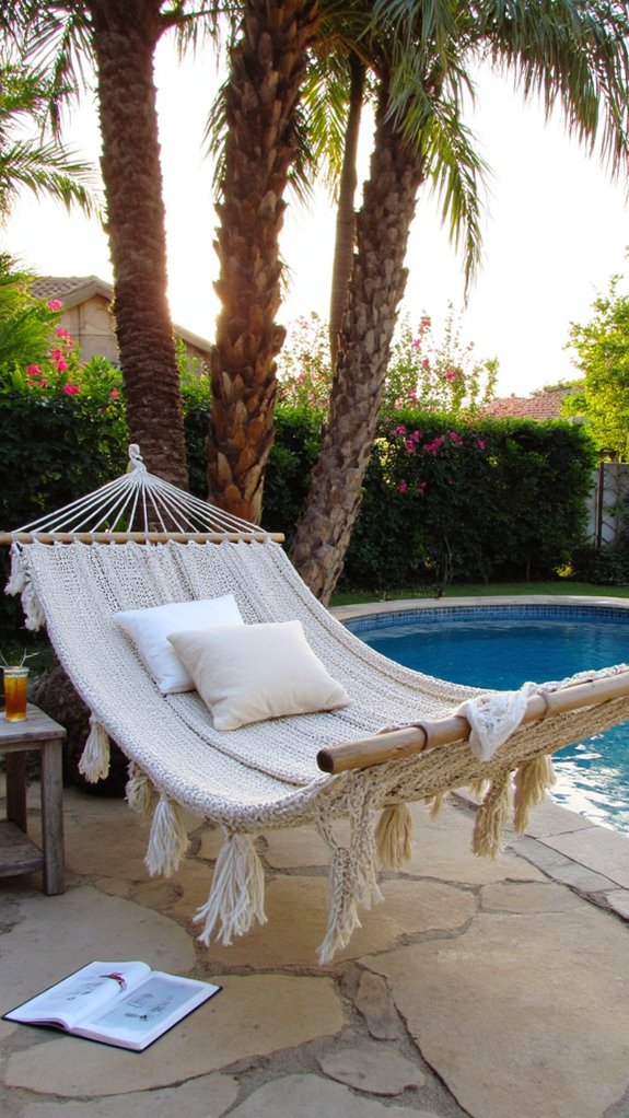 23 Family Friendly Backyard Pool Ideas Everyone Enjoys cozy hammock near pool