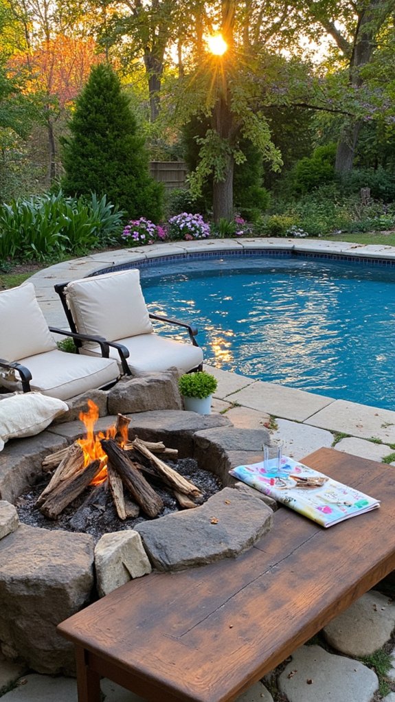 23 Family Friendly Backyard Pool Ideas Everyone Enjoys cozy nights by the pool