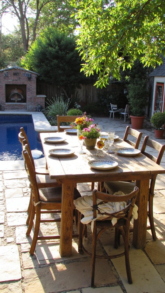 19 Beautiful Backyard Pool Patio Designs That Feel Seamless cozy poolside dining experience