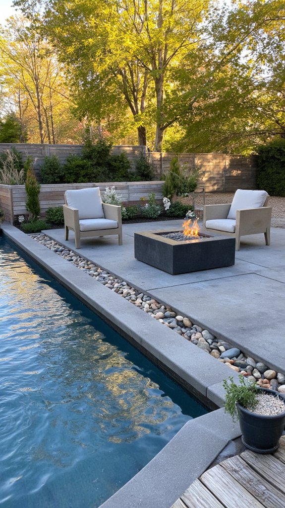 24 Contemporary Backyard Pool Designs For Modern Lifestyles cozy poolside fire pit