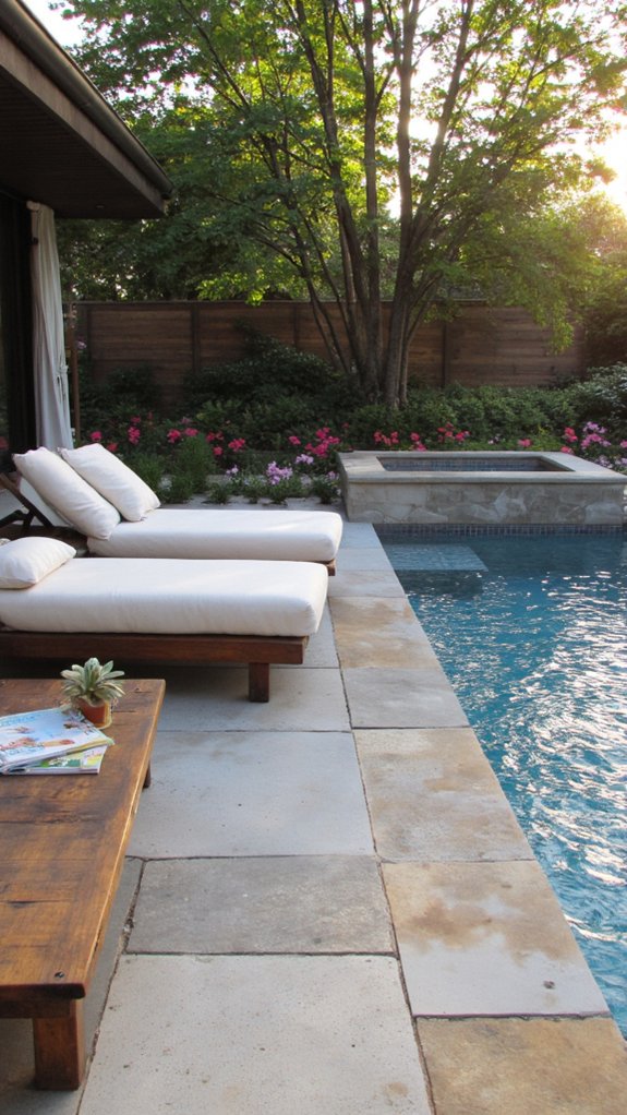 21 Stunning Modern Backyard Pool Ideas To Elevate Your Outdoor Space cozy poolside lounge area