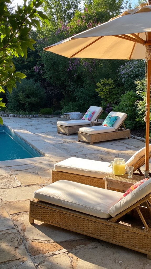 24 Relaxing Outdoor Pool Area Ideas For Unwinding After Long Days cozy poolside lounge retreat