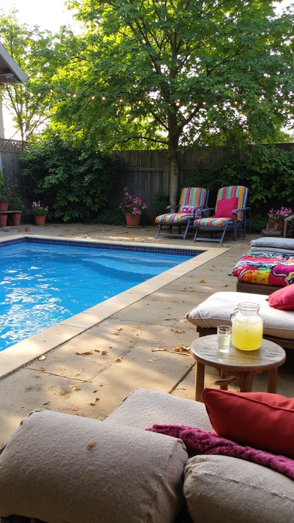 25 Inviting Backyard Pool Area Inspiration For Total Comfort cozy poolside lounge setup