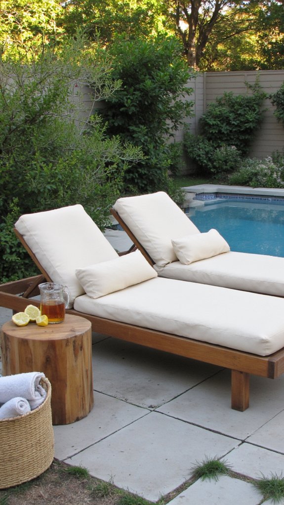 22 Calming Minimalist Backyard Pool Ideas For A Peaceful Vibe cozy poolside lounging area