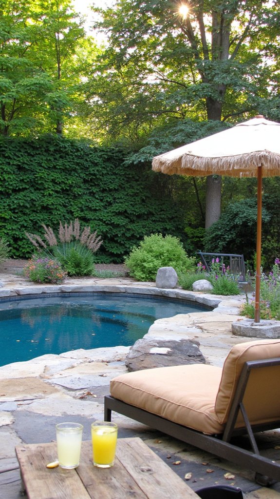 21 Unique Pool Landscaping Backyard Ideas With Natural Flow cozy poolside lounging areas
