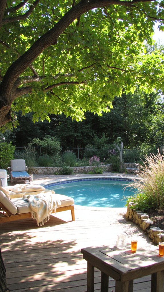 22 Dreamy Backyard Pool Landscaping Ideas For A Resort Feel cozy poolside relaxation setup