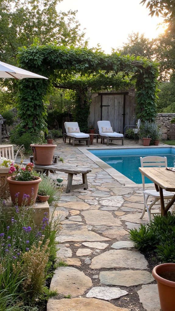 19 Beautiful Backyard Pool Patio Designs That Feel Seamless cozy rustic pool patio