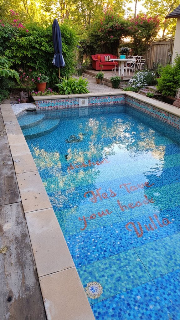 25 Artistic Mosaic Pool Tile Ideas That Feel Custom Made custom quotes enhance ambiance