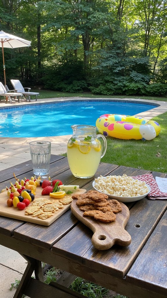 23 Family Friendly Backyard Pool Ideas Everyone Enjoys delicious snacks and drinks