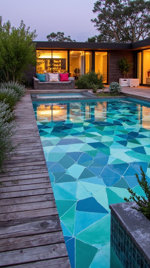 24 Geometric Pool Tile Ideas For A Bold Modern Upgrade depth and texture transformation
