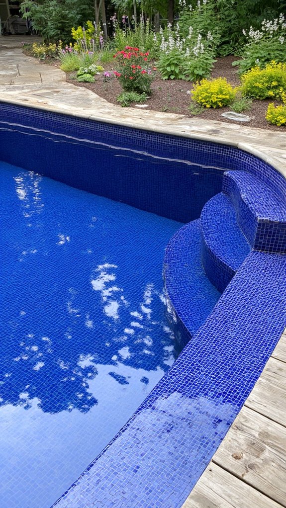 20 Cool Blue Pool Tile Ideas For Crystal Clear Water dramatic dark blue tiles