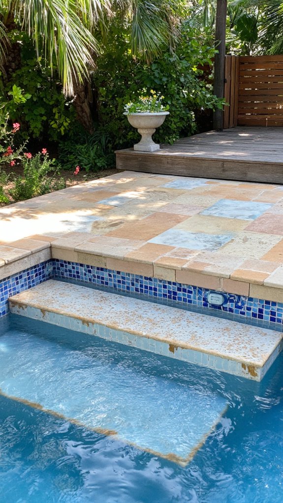 23 Thoughtful Pool Step Tile Ideas That Balance Safety And Style durable epoxy grout recommended