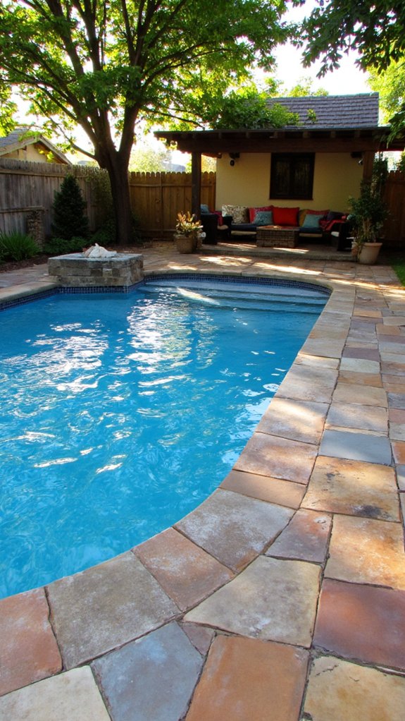 23 Practical Pool Tile Choices Built To Last Outdoors durable natural stone tiles
