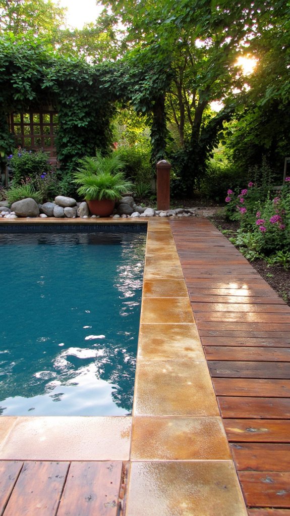 18 Durable Porcelain Pool Tile Ideas That Look Luxe earthy tones create serenity