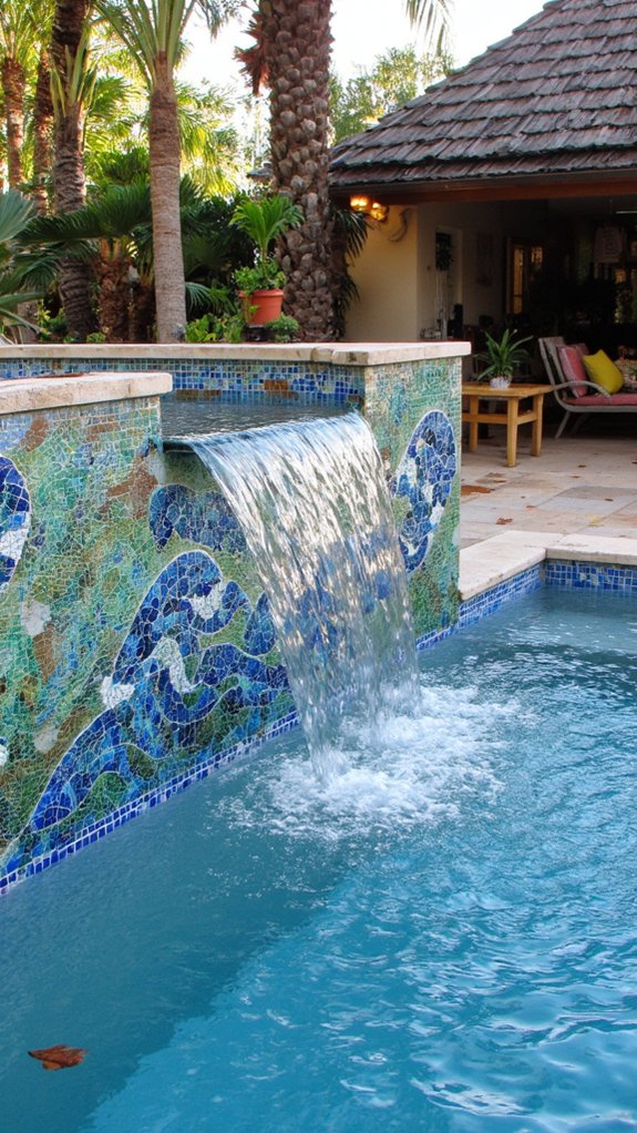 24 Luxurious Pool Tile Ideas Inspired By Private Resorts elegant backsplash for waterfalls