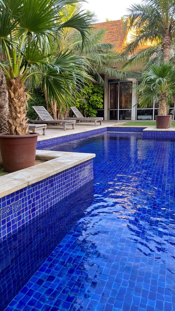 25 Dramatic Dark Blue Pool Tile Ideas With Visual Depth elegant dark blue pools