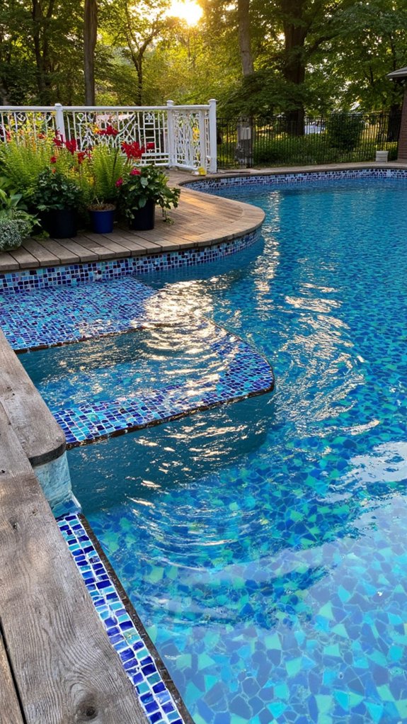 25 Chic Waterline Pool Tile Ideas With Big Visual Impact elegant durable low maintenance tiles