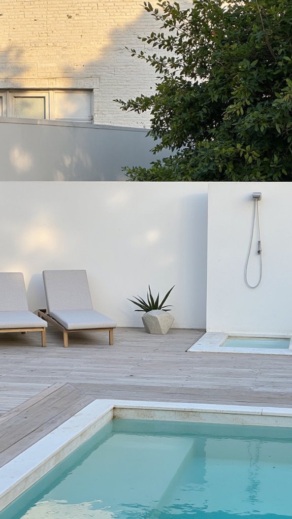 22 Calming Minimalist Backyard Pool Ideas For A Peaceful Vibe elegant minimalist pool accessories
