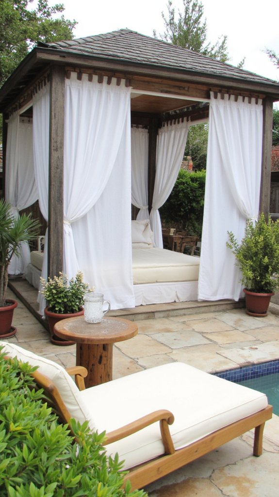 25 Serene Poolside Lounge Area Ideas For Laid Back Days elegant poolside shade retreat