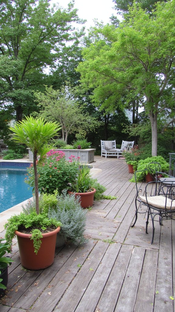 18 Practical Backyard Pool Deck Ideas For Everyday Use enhance poolside with planters