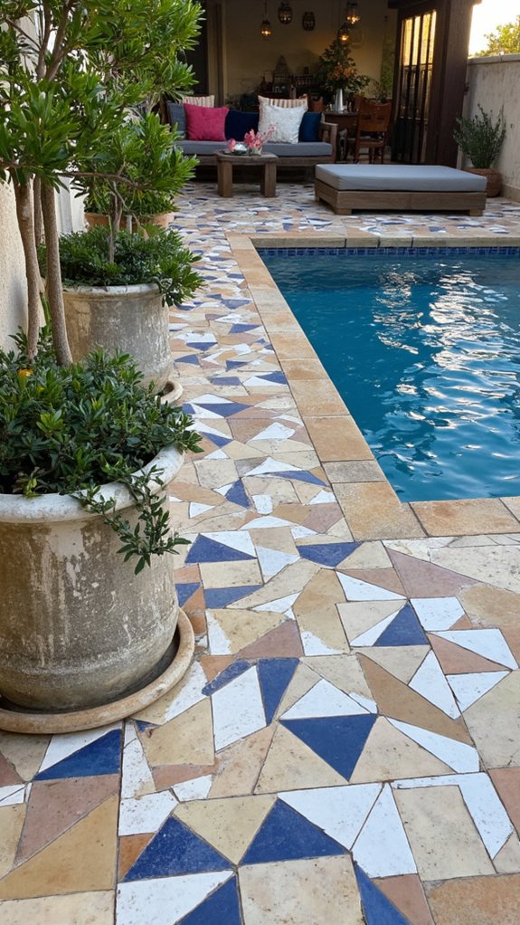 21 Decorative Pool Tile Ideas That Add Subtle Personality geometric patterns enhance aesthetics