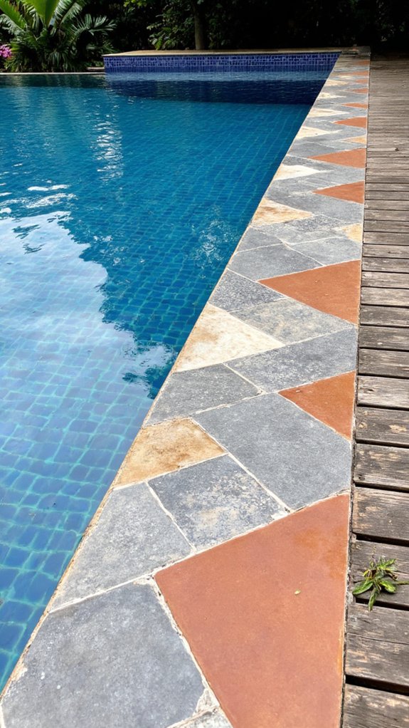 20 Eye-Catching Pool Edge Tile Ideas With A Defined Finish geometric patterns enhance aesthetics