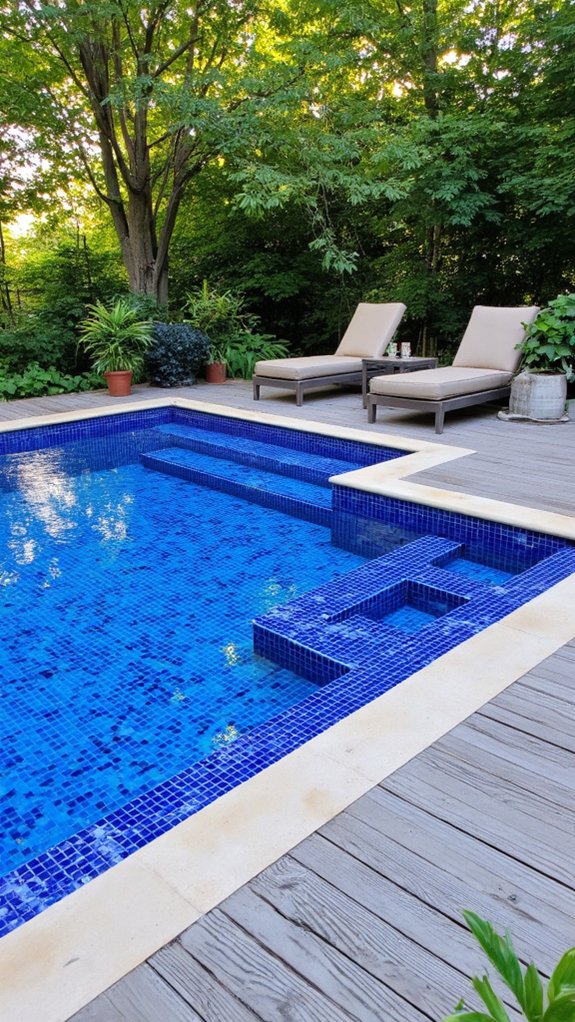 20 Cool Blue Pool Tile Ideas For Crystal Clear Water geometric patterns enhance pools