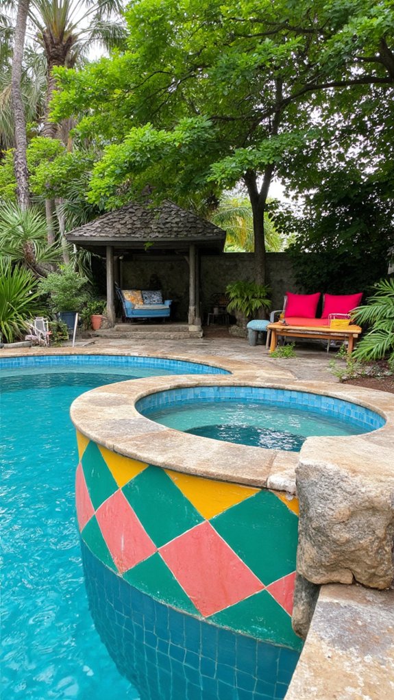 22 Tropical Pool Tile Ideas That Bring Vacation Energy Home geometric tiles enhance aesthetics