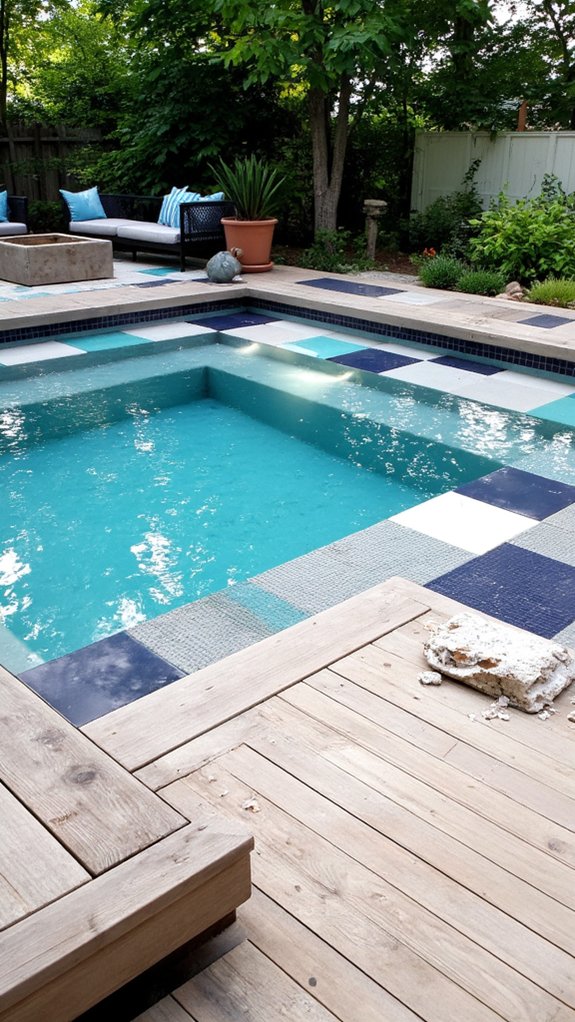 24 Geometric Pool Tile Ideas For A Bold Modern Upgrade geometric tiles enhance pool decks