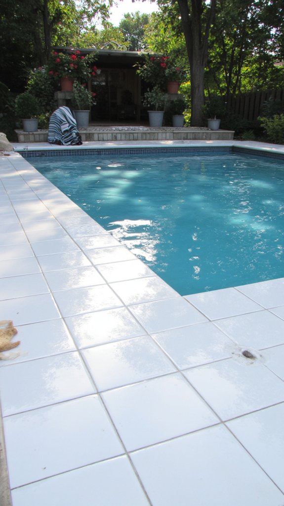 19 Beautiful White Pool Tile Ideas For A Fresh Clean Look glossy white ceramic elegance
