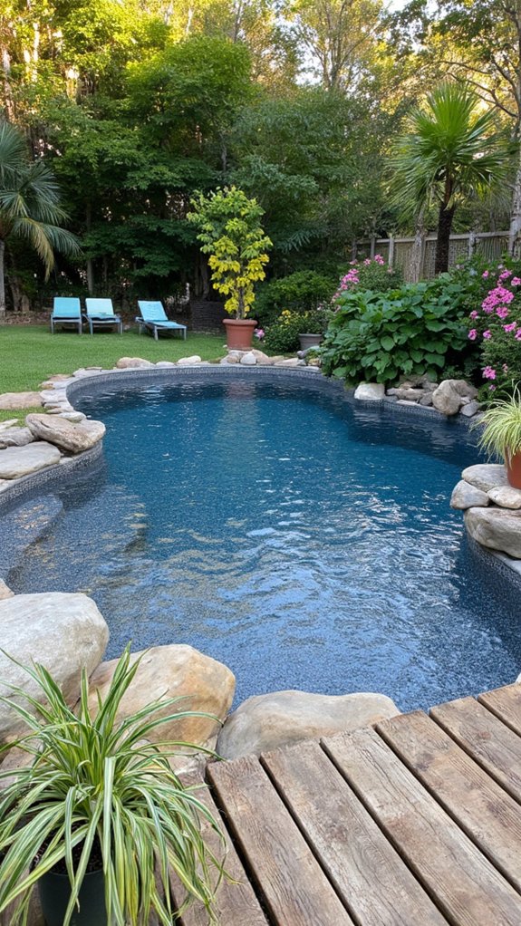 23 Natural Stone Pool Tile Ideas With Organic Character granite pool tile elegance