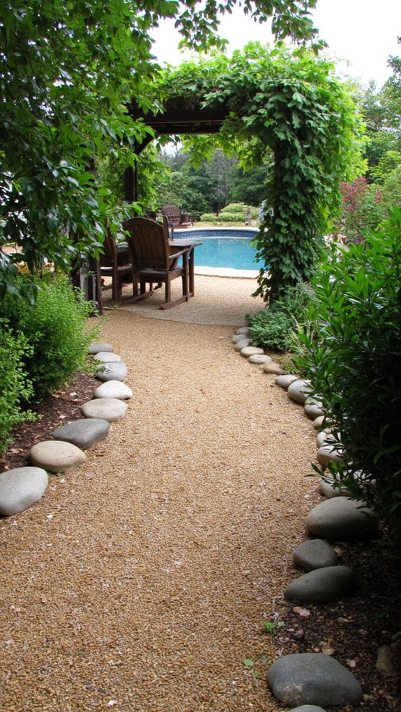 21 Unique Pool Landscaping Backyard Ideas With Natural Flow gravel pathways enhance ambiance