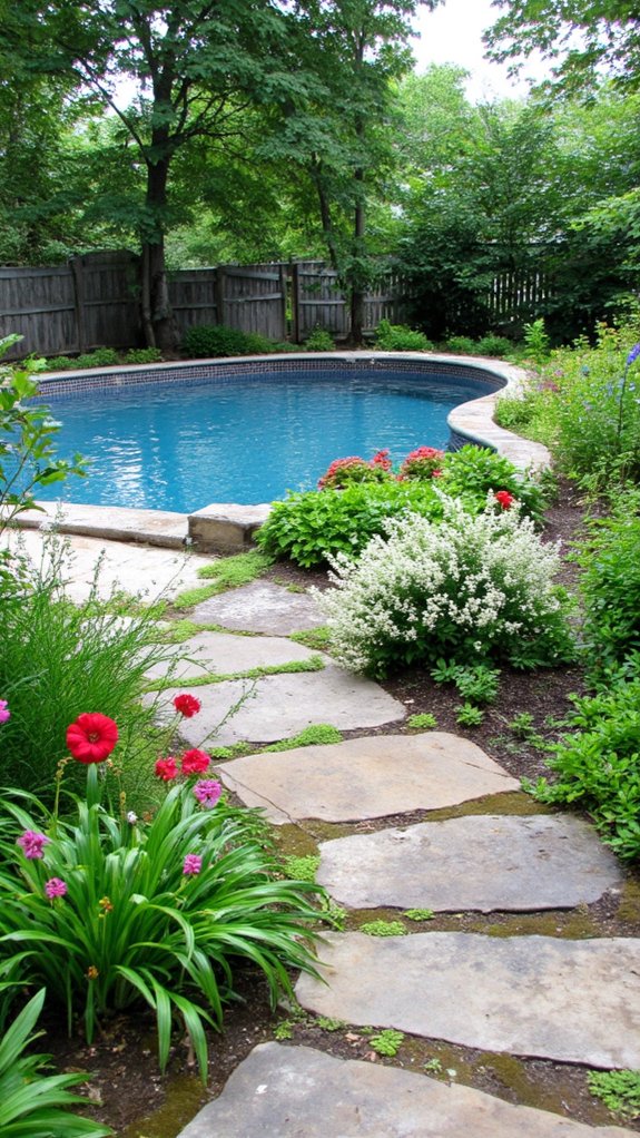22 Natural Backyard Pool Garden Ideas With Lush Surroundings inviting garden pathways design