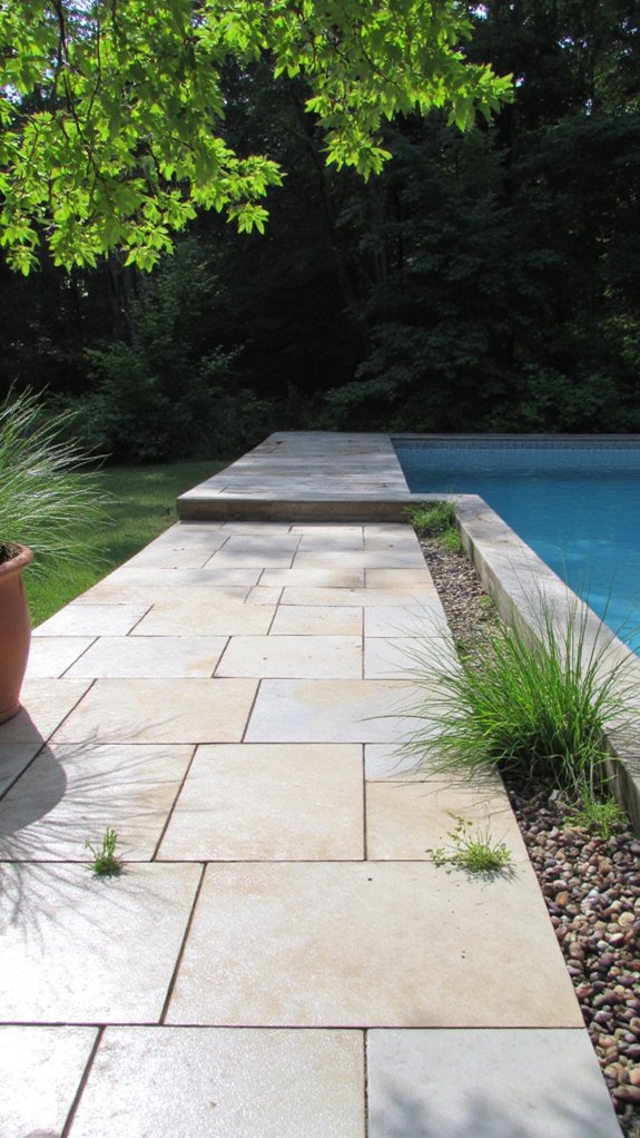 20 Eye-Catching Pool Edge Tile Ideas With A Defined Finish light airy pool ambiance