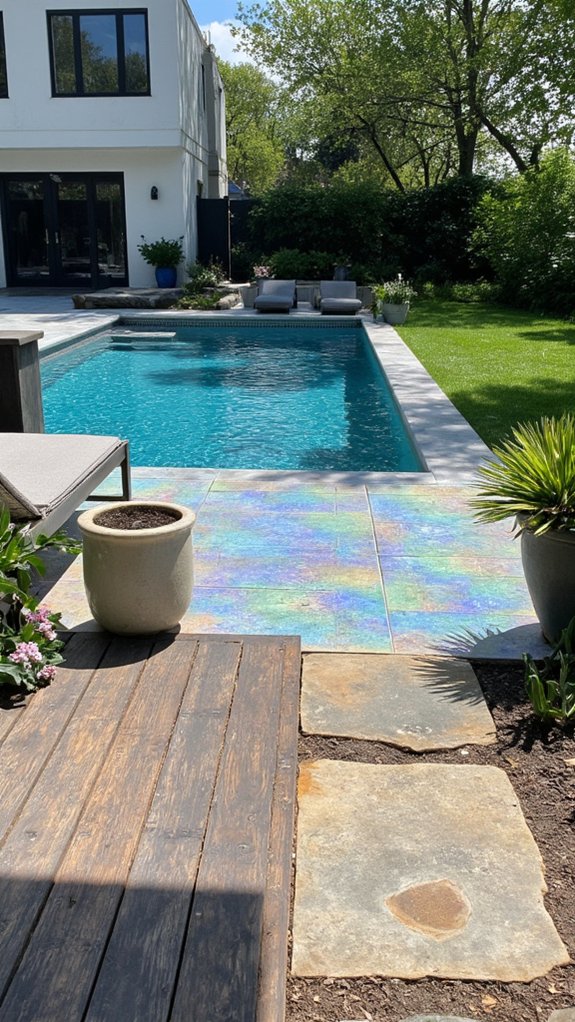 23 Modern Pool Tile Ideas For A Sleek Contemporary Feel light reflective pool tiles