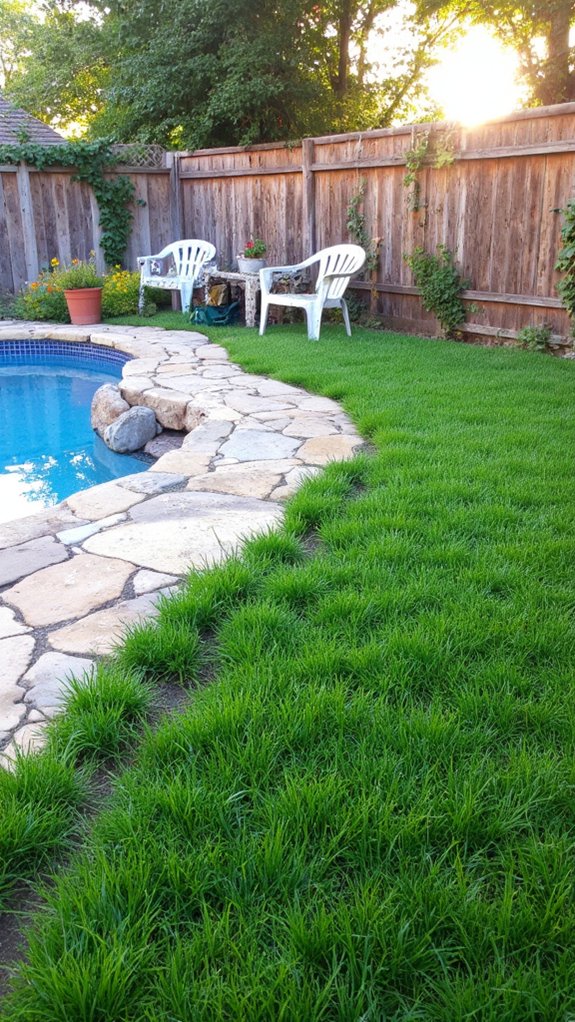 20 Creative Pool and Landscape Design Ideas For Visual Balance lush green patches enhance balance