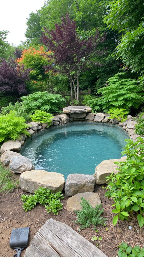 22 Fun Mini Pool Backyard Ideas For A Playful Twist lush greenery mini pool oasis