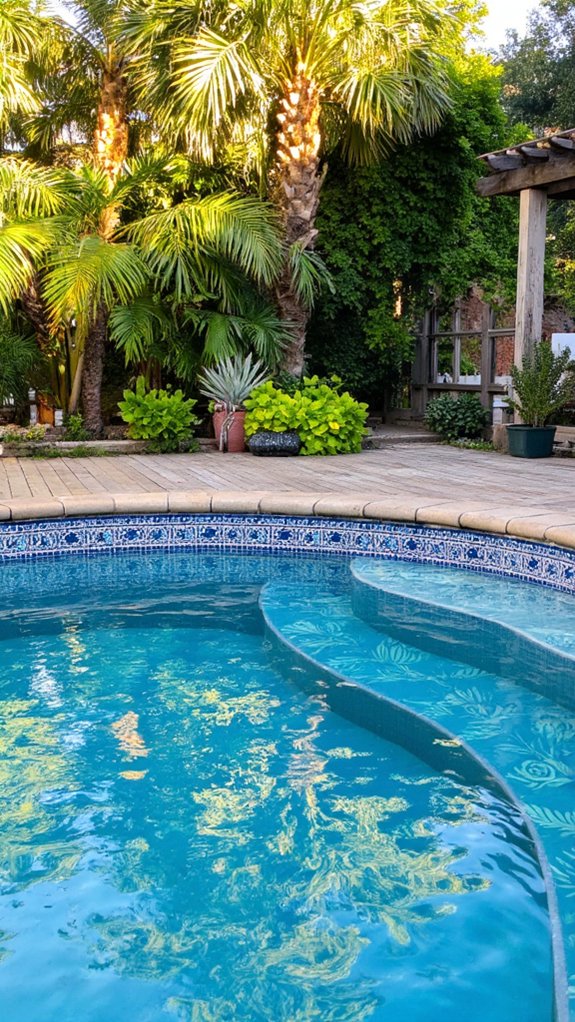 22 Tropical Pool Tile Ideas That Bring Vacation Energy Home lush tropical pool motifs