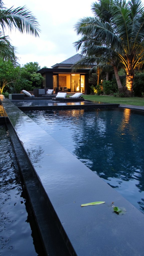 18 Striking Black Pool Tile Ideas For A Modern Statement luxurious black tile reflections