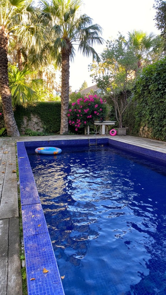 25 Bold Pool Tile Color Ideas That Make Water Pop luxurious deep navy tiles