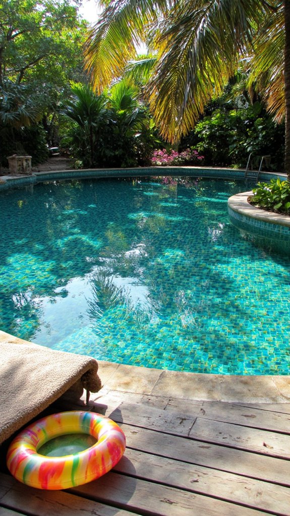 22 Tropical Pool Tile Ideas That Bring Vacation Energy Home luxurious shimmering glass tiles
