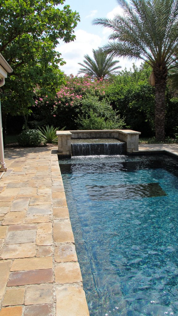 20 Elegant Waterline Pool Tile Ideas For A Polished Look luxurious shimmering waterline tiles