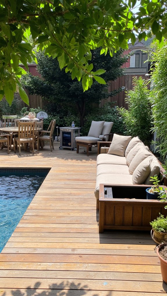 18 Practical Backyard Pool Deck Ideas For Everyday Use maximize space with versatility