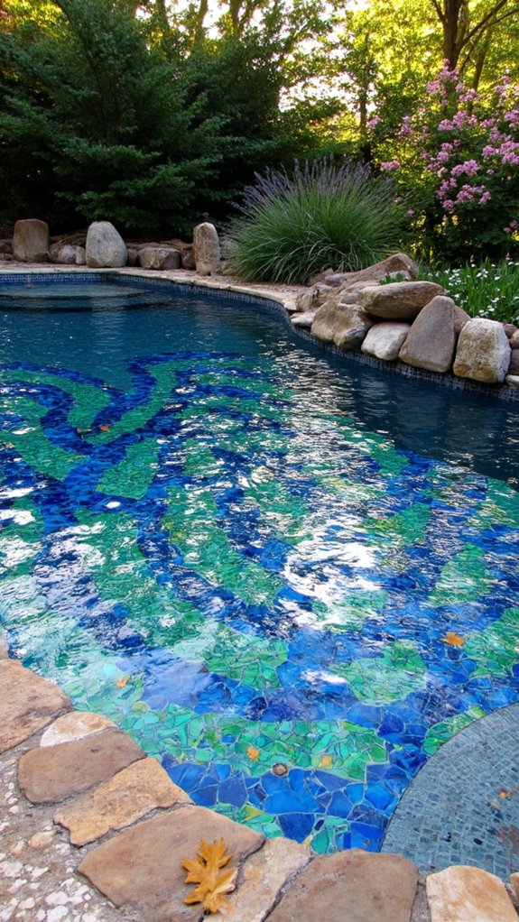 25 Artistic Mosaic Pool Tile Ideas That Feel Custom Made mesmerizing colorful light reflections