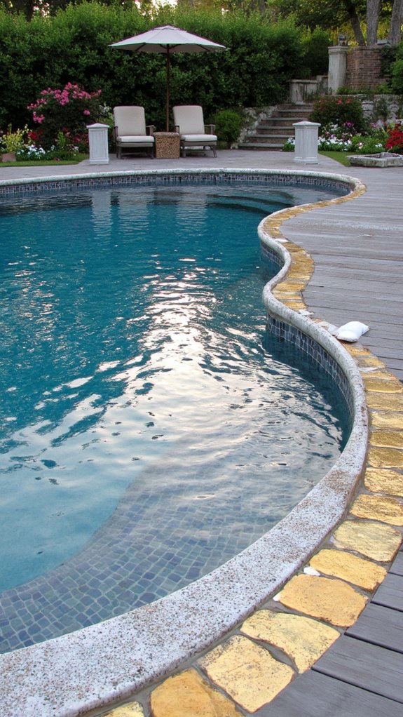 24 Luxurious Pool Tile Ideas Inspired By Private Resorts metallic pool finishes glamour