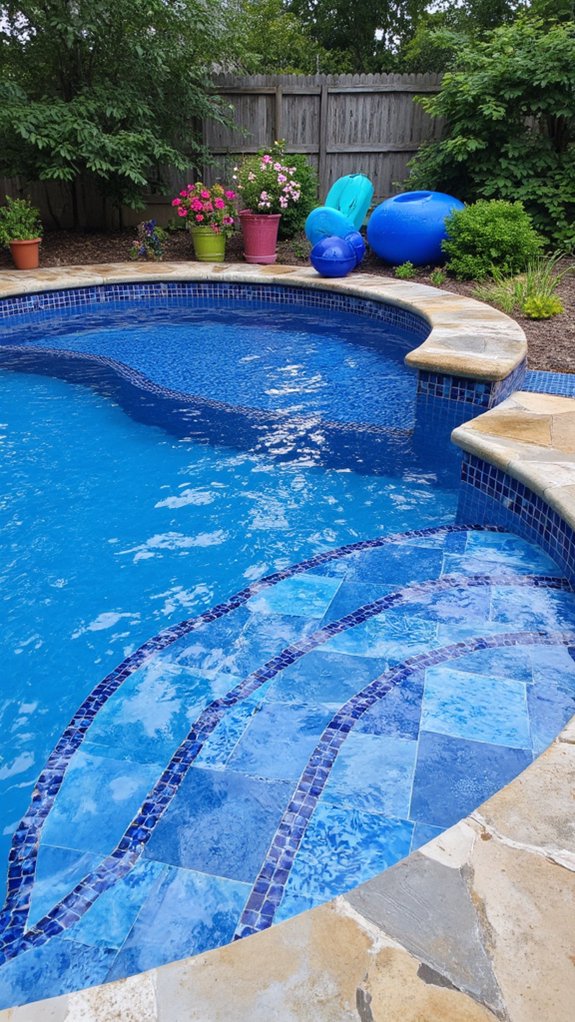 20 Cool Blue Pool Tile Ideas For Crystal Clear Water mixing tiles for uniqueness